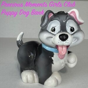 PRECIOUS MOMENTS GIRLS CLUB PUPPY DOG BANK/Patches/Collectable/Ceramic